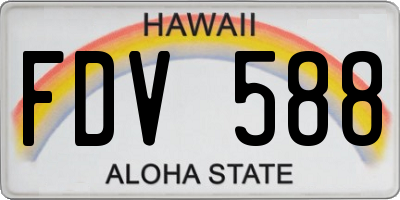 HI license plate FDV588