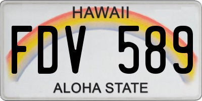 HI license plate FDV589
