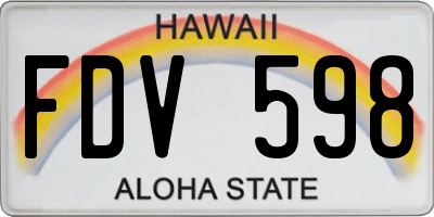 HI license plate FDV598