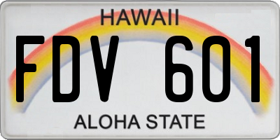 HI license plate FDV601