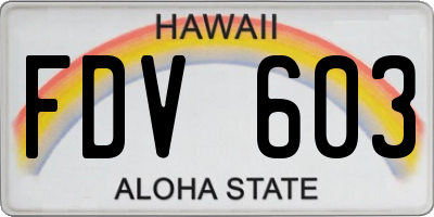 HI license plate FDV603