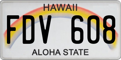 HI license plate FDV608