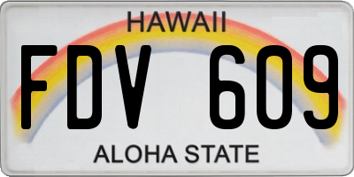 HI license plate FDV609