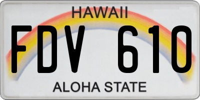 HI license plate FDV610
