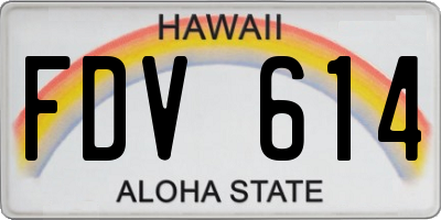 HI license plate FDV614