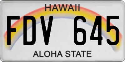 HI license plate FDV645