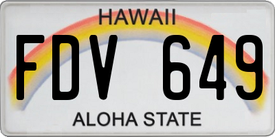 HI license plate FDV649