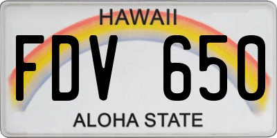 HI license plate FDV650