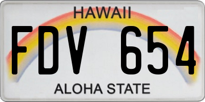 HI license plate FDV654