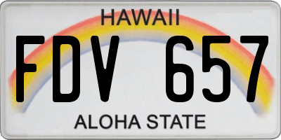 HI license plate FDV657