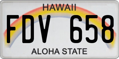 HI license plate FDV658