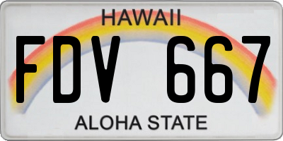 HI license plate FDV667