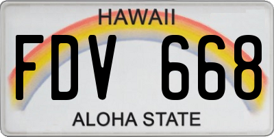 HI license plate FDV668