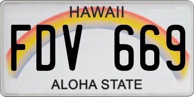 HI license plate FDV669