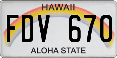 HI license plate FDV670