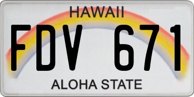 HI license plate FDV671