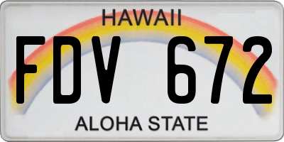 HI license plate FDV672