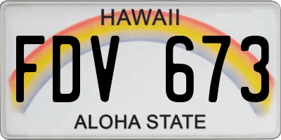 HI license plate FDV673