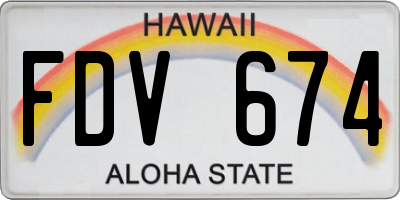 HI license plate FDV674