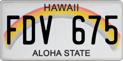 HI license plate FDV675