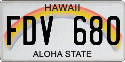 HI license plate FDV680