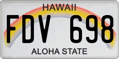 HI license plate FDV698