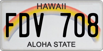 HI license plate FDV708