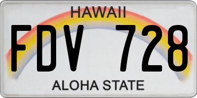 HI license plate FDV728