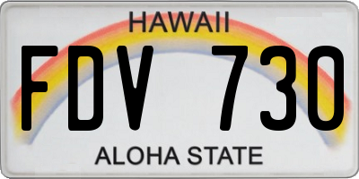 HI license plate FDV730