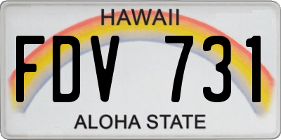 HI license plate FDV731