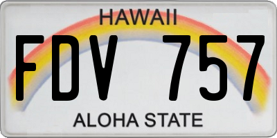 HI license plate FDV757