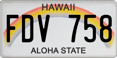 HI license plate FDV758
