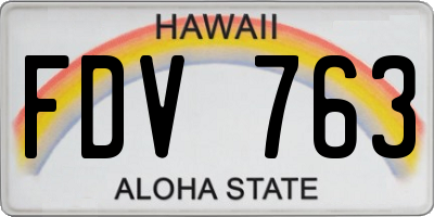 HI license plate FDV763