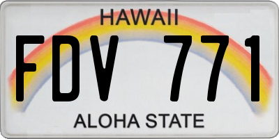 HI license plate FDV771