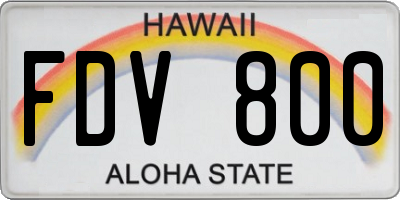 HI license plate FDV800