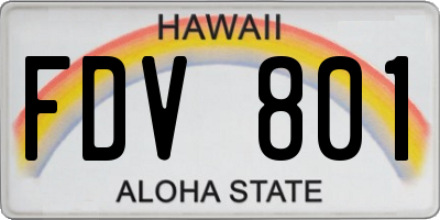 HI license plate FDV801