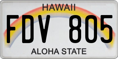 HI license plate FDV805