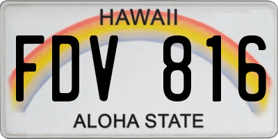 HI license plate FDV816