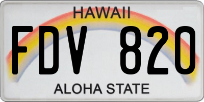 HI license plate FDV820