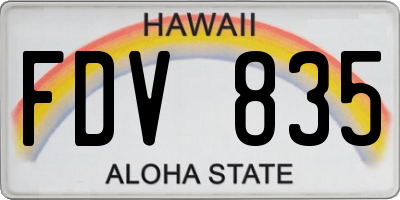 HI license plate FDV835
