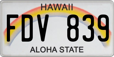 HI license plate FDV839