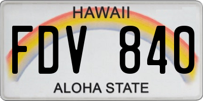 HI license plate FDV840
