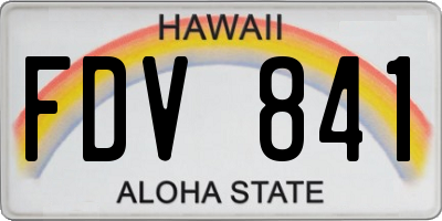 HI license plate FDV841