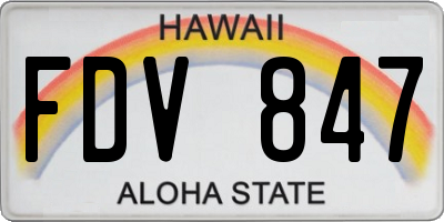 HI license plate FDV847