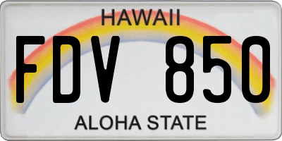 HI license plate FDV850