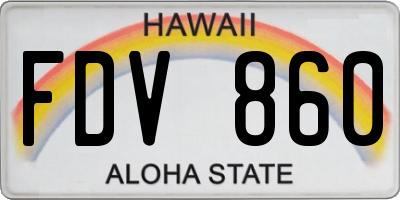 HI license plate FDV860