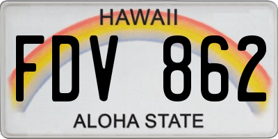 HI license plate FDV862