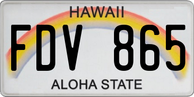 HI license plate FDV865