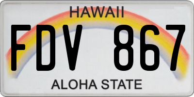 HI license plate FDV867