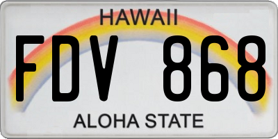 HI license plate FDV868